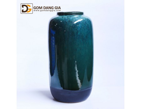 Bình hoa Bát Tràng men hỏa biến xanh S20 Bình hoa Bát Tràng men hỏa biến xanh S20